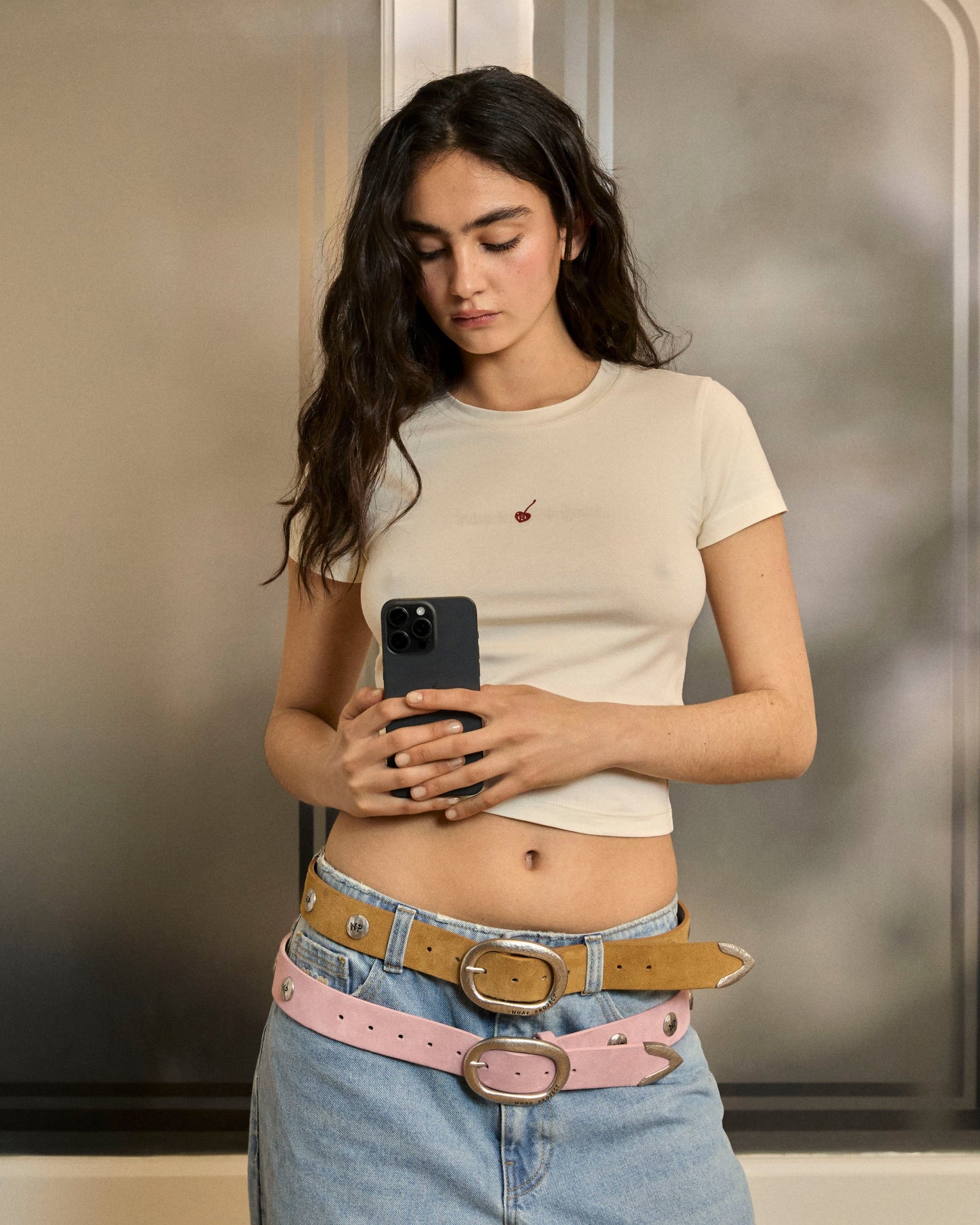 Suede Belt Pink