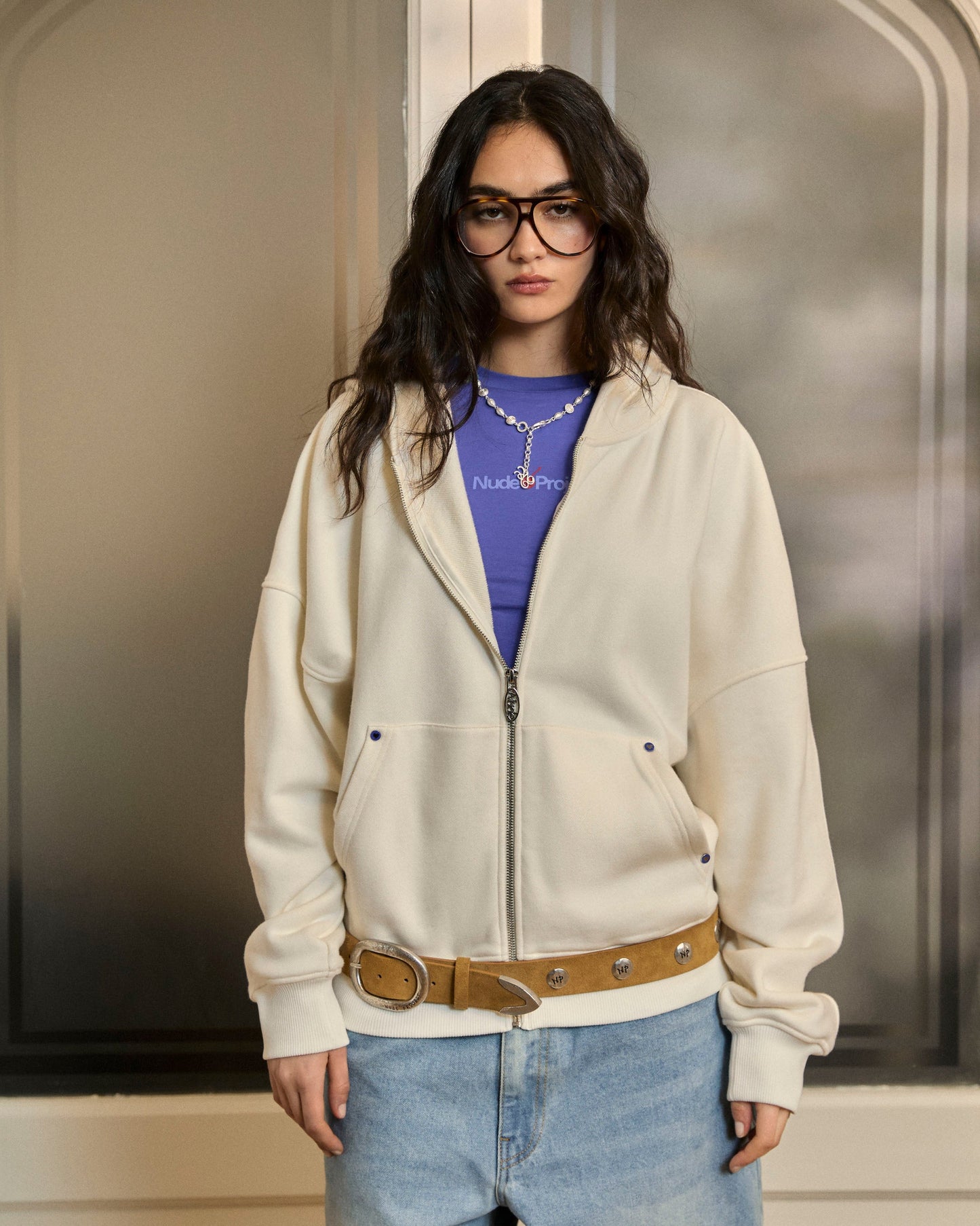 Beast Zip-Up Hoodie Marshmallow
