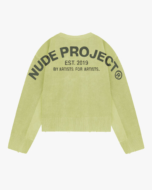 Perfect Cropped Knit Sweater Lime