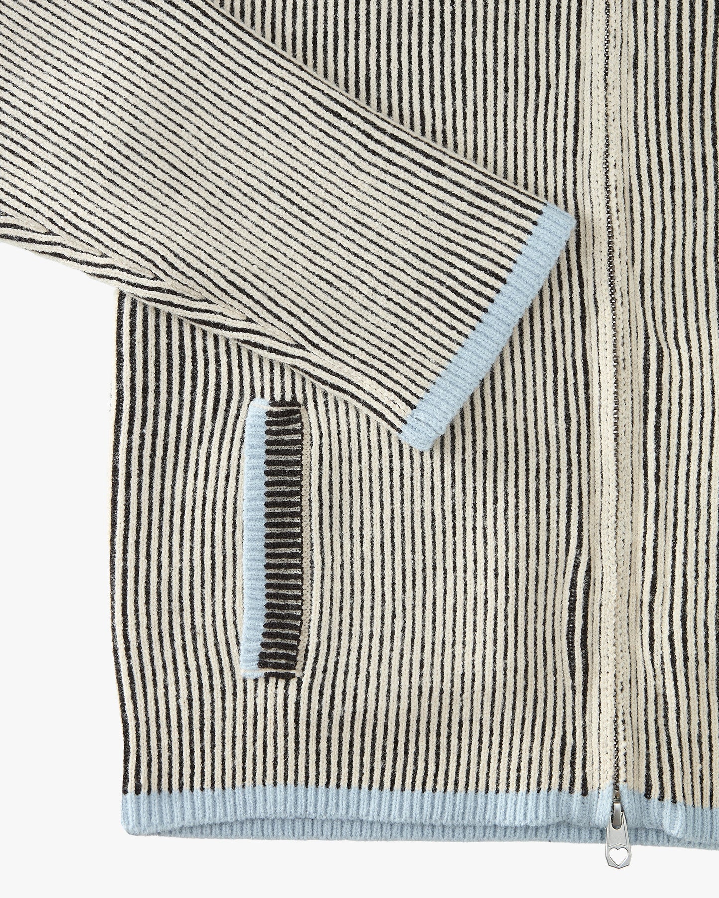 Classy Zip-Up Knit Cardigan Blue