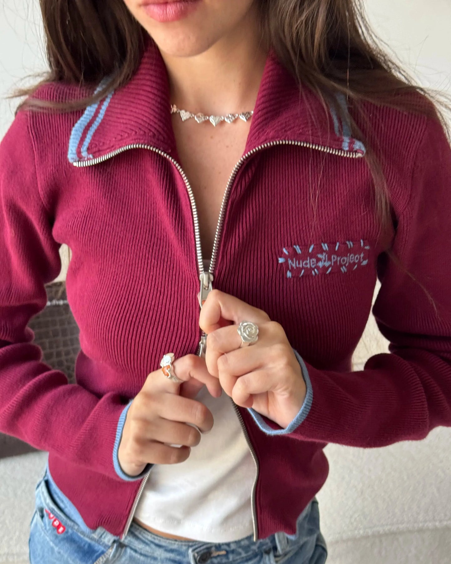 Kiddo Full-Zip Knit Burgundy