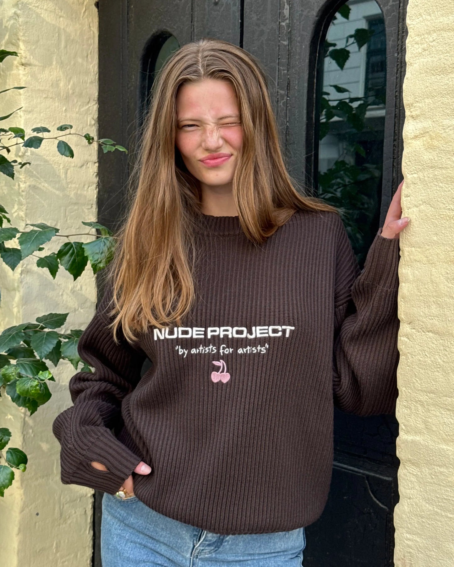 Wavy Knit Sweater Brown