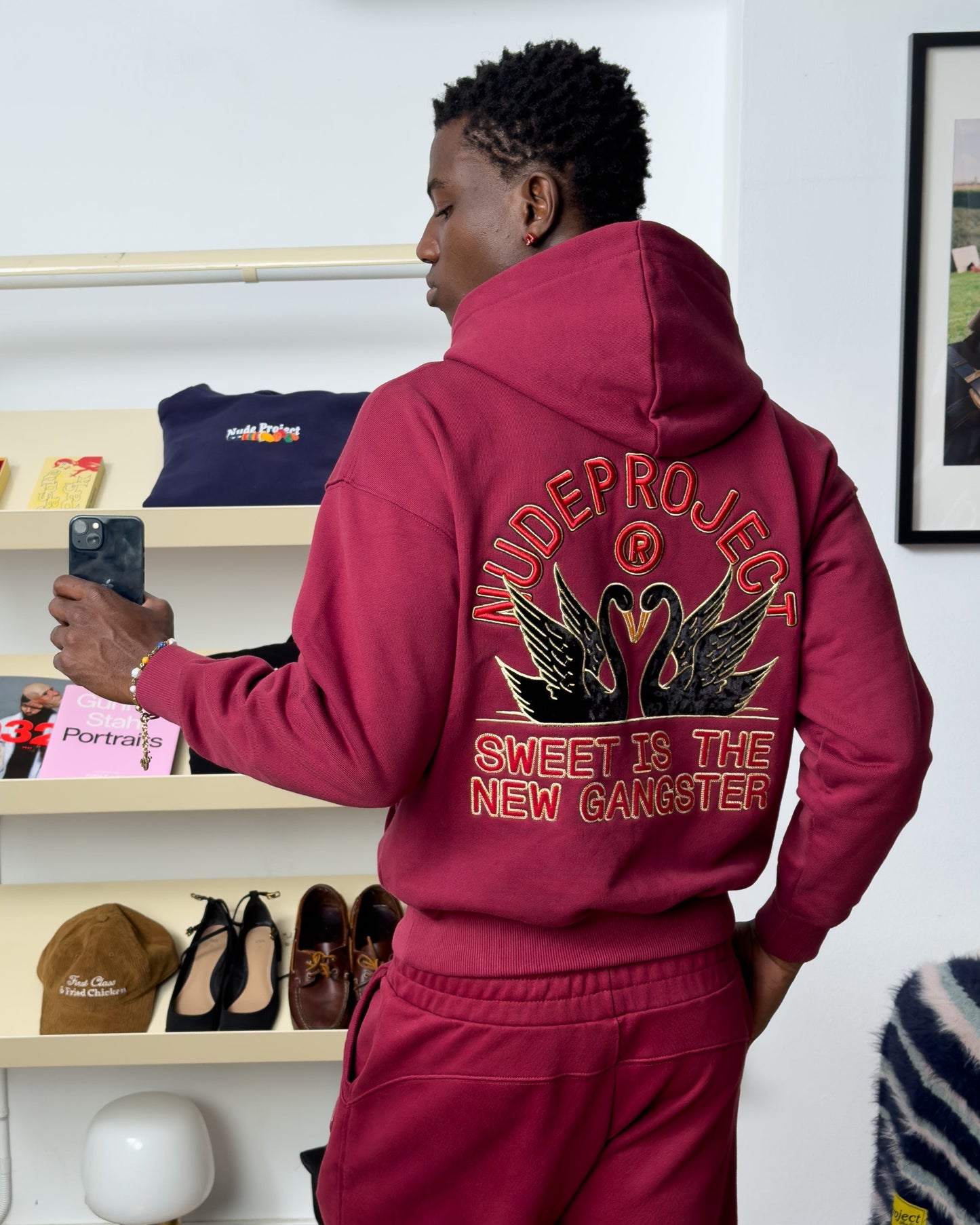 Swans Hoodie Burgundy