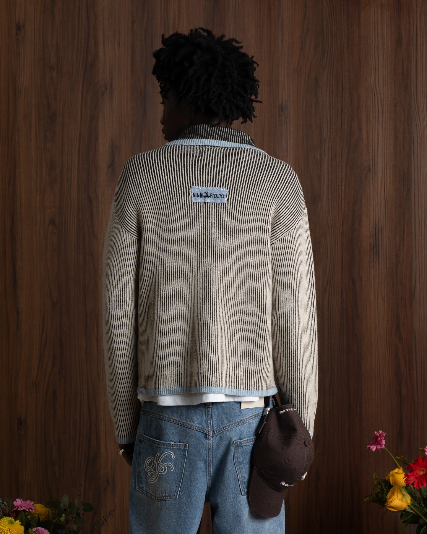 Classy Zip-Up Knit Cardigan Blue
