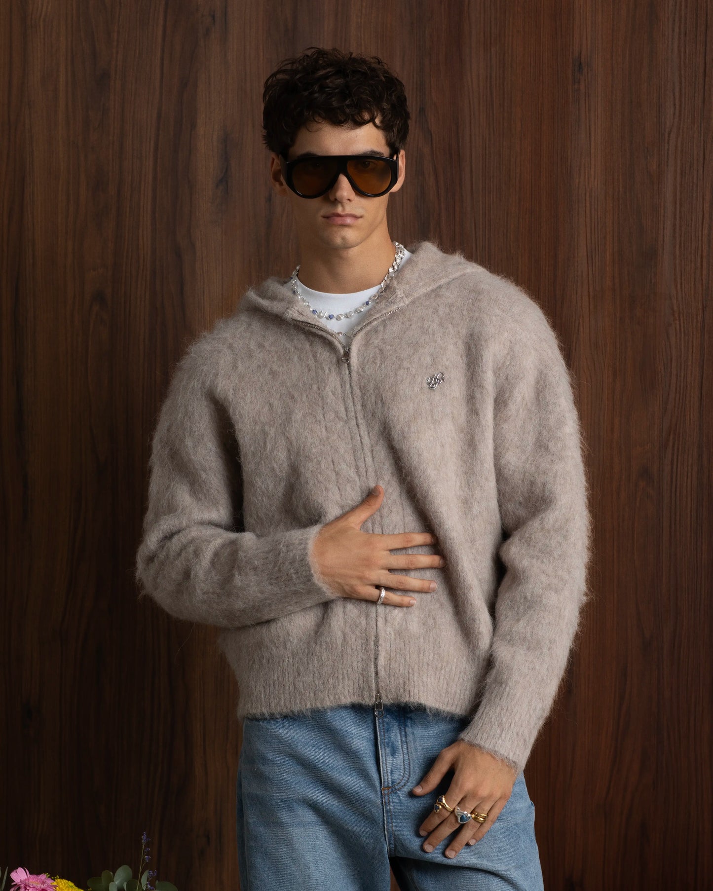 Alpachino Zip-Up Knit Beige