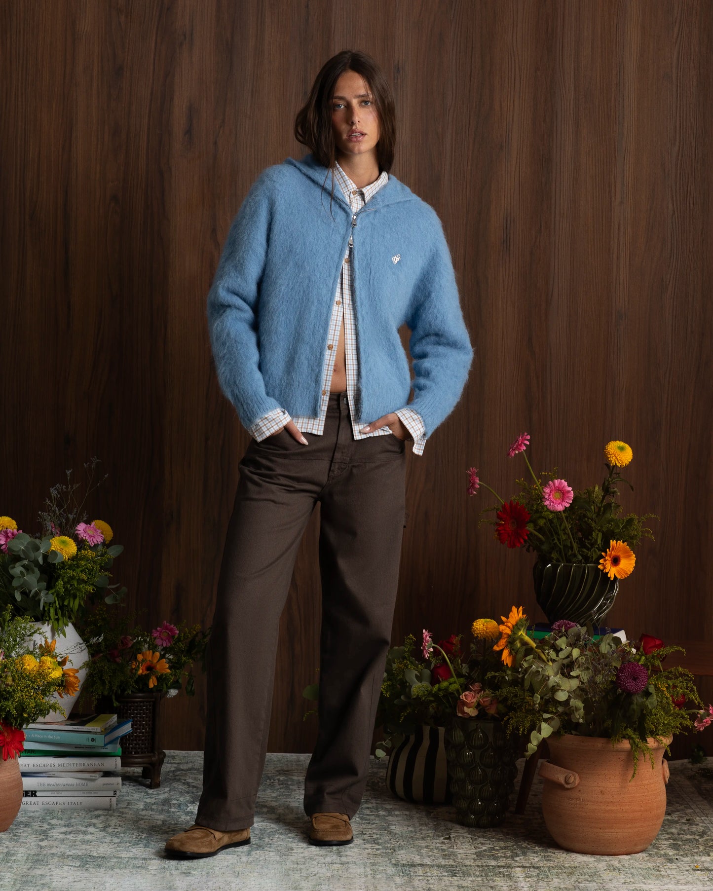 Alpachino Knit Zip-Up Blue