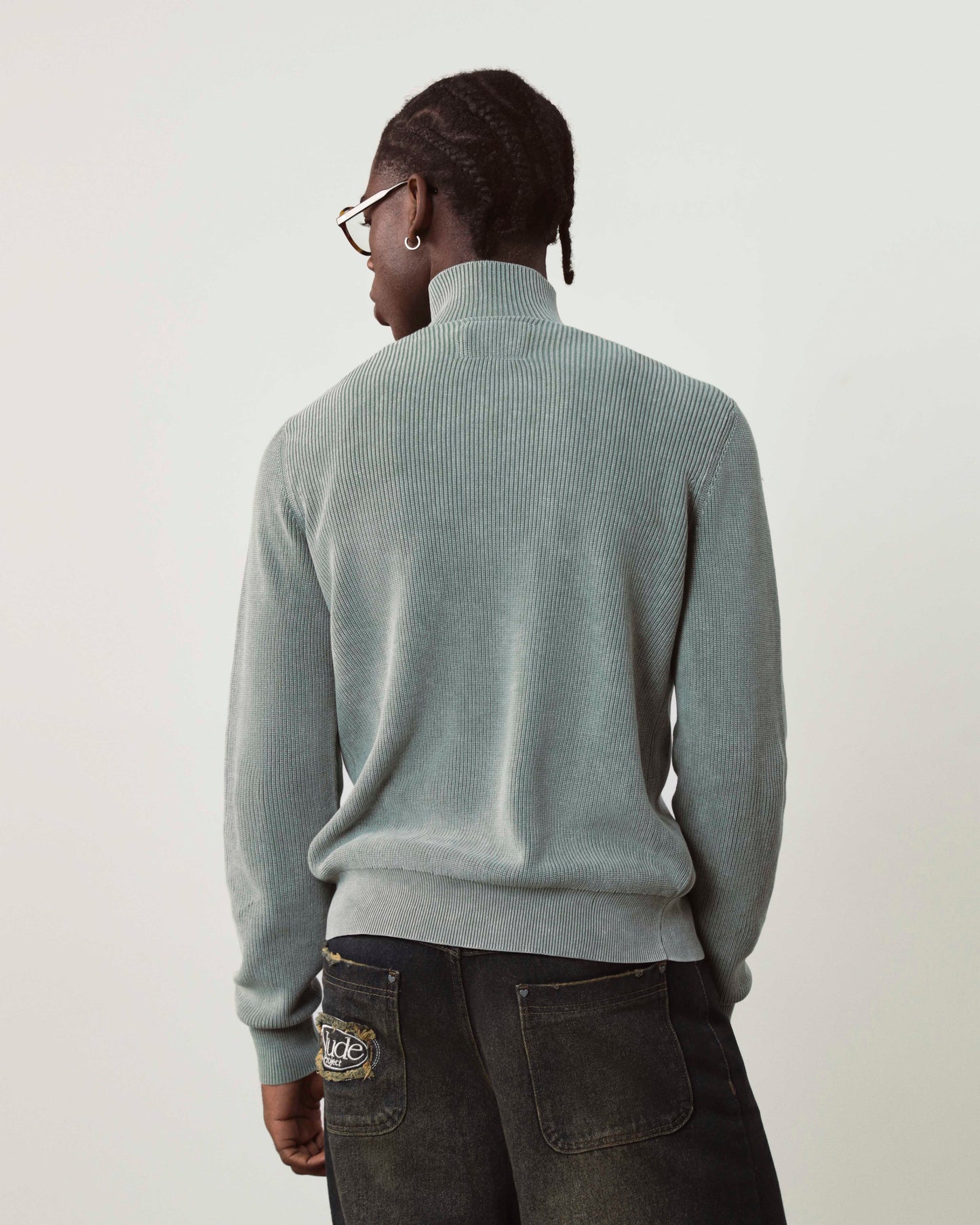 Shady Zip-Up Knit Cardigan Green