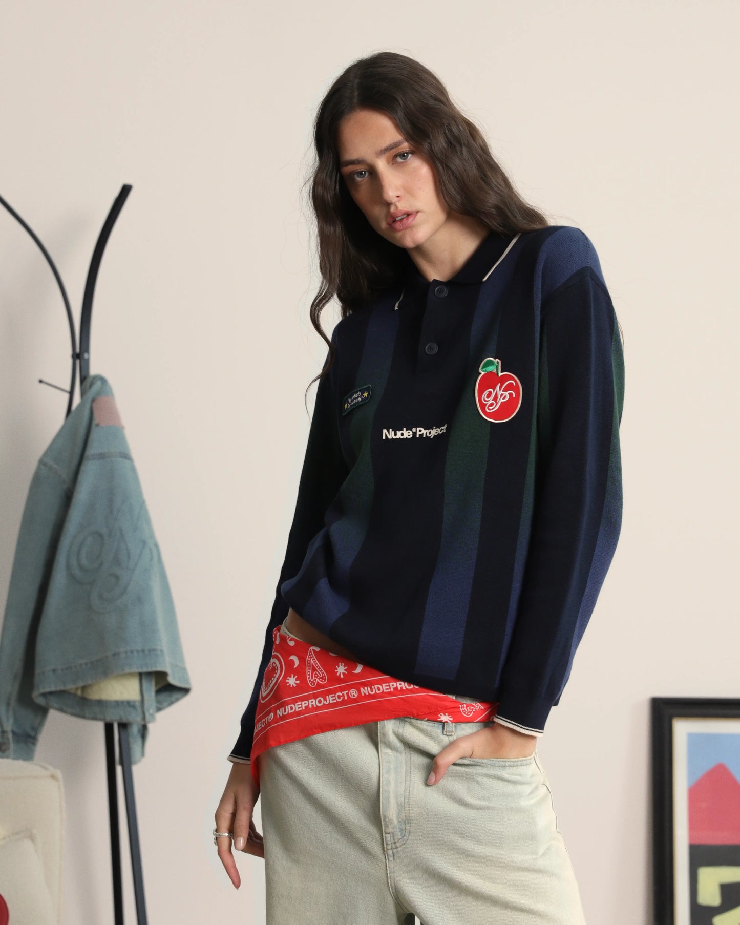 Vizcaya Football Polo Knit Navy Blue