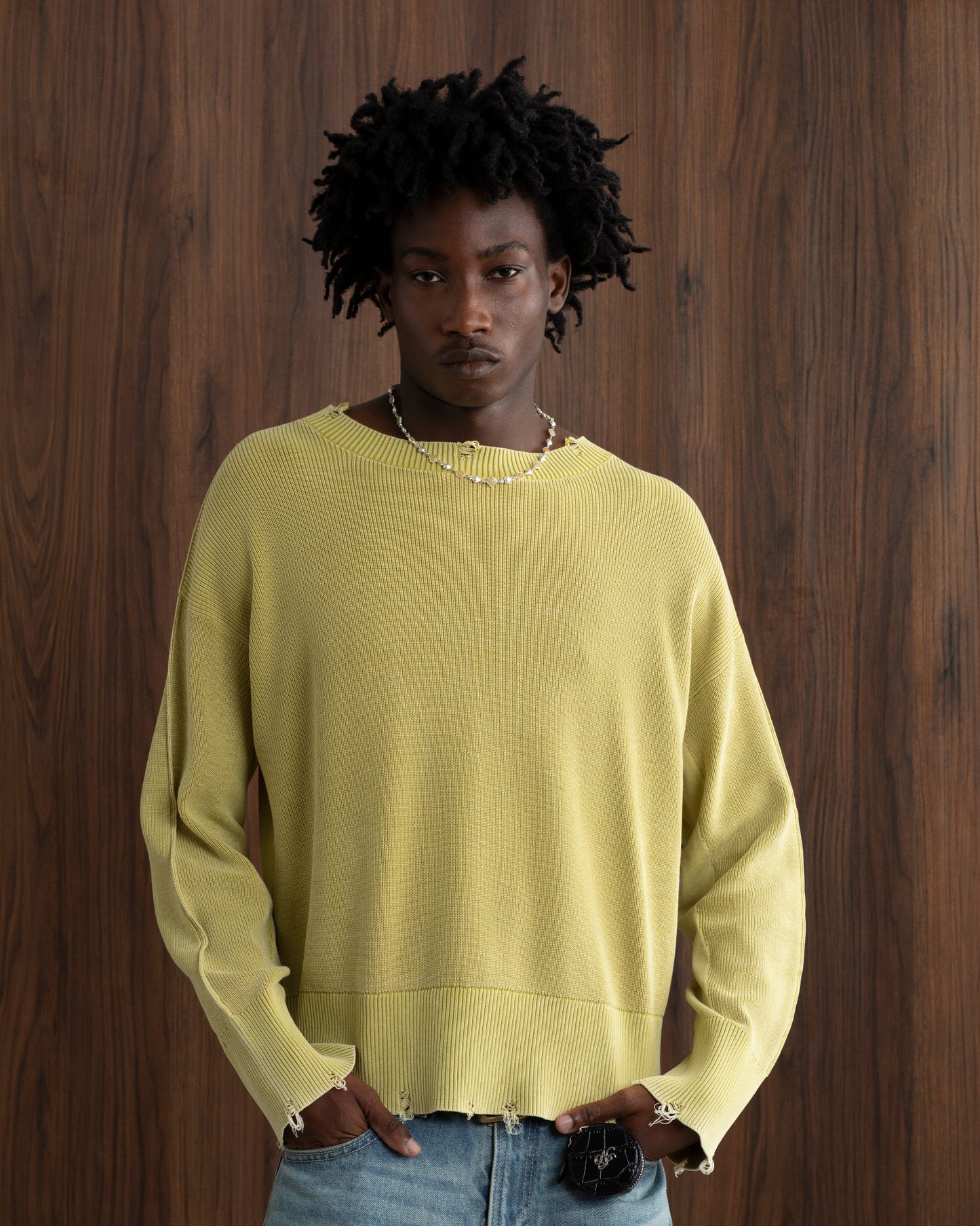Perfect Cropped Knit Sweater Lime