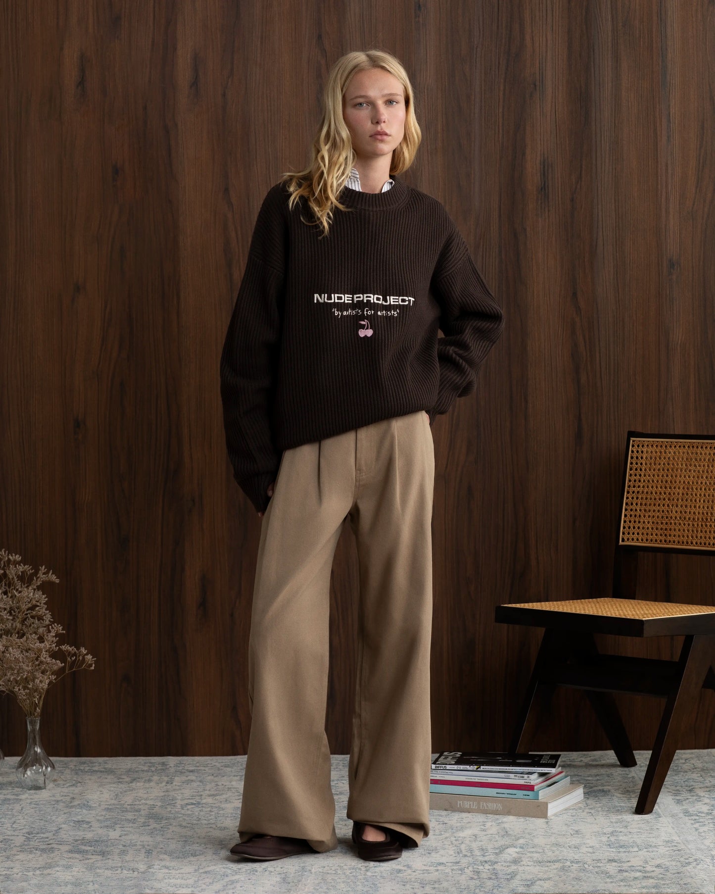Vinyl Chino Pants Beige