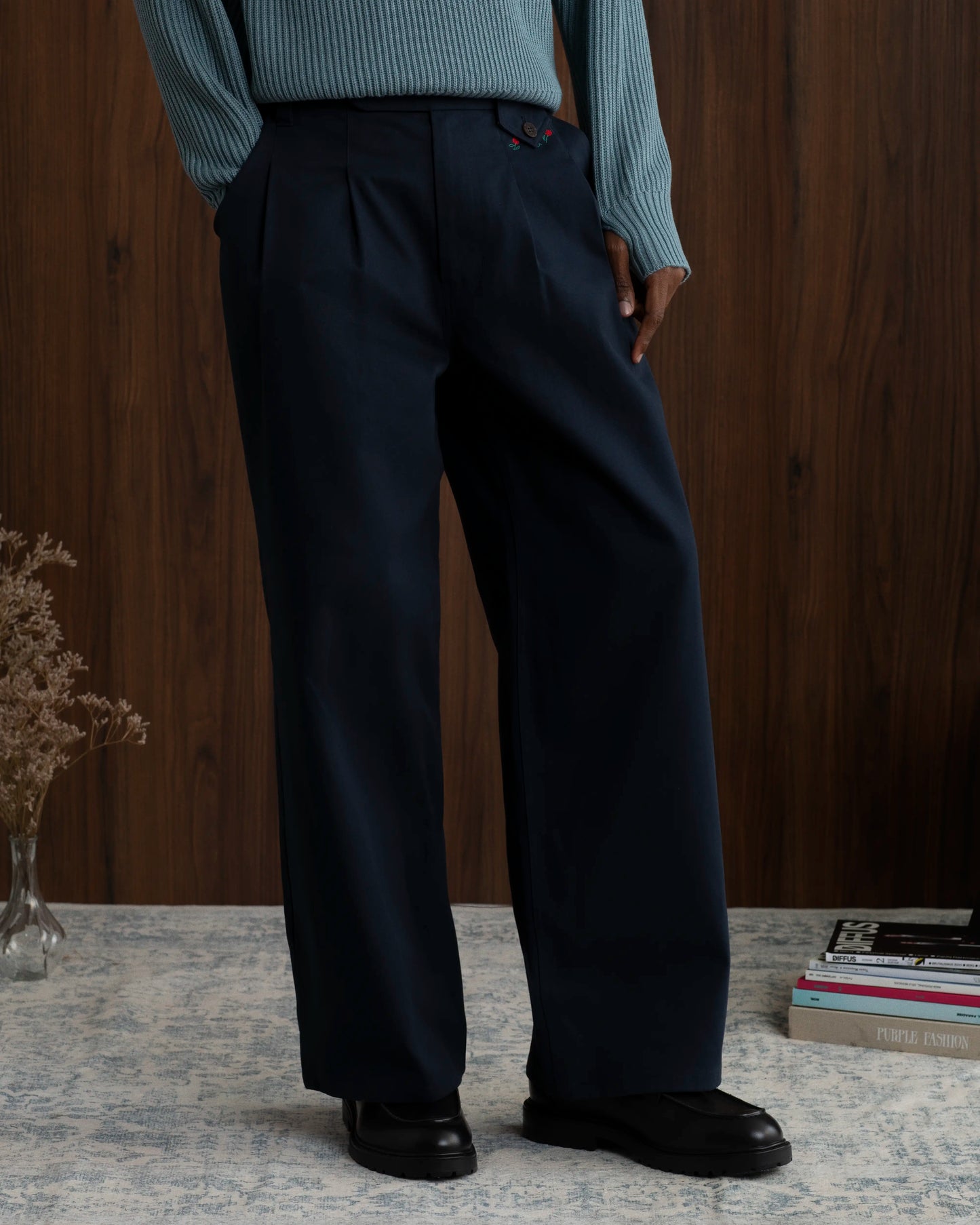 Vinyl Chino Pants Navy