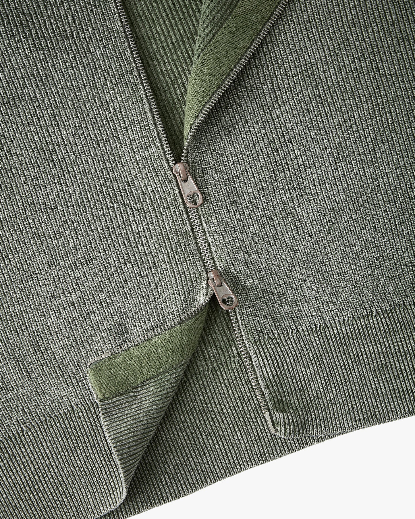 Shady Zip-Up Knit Cardigan Green
