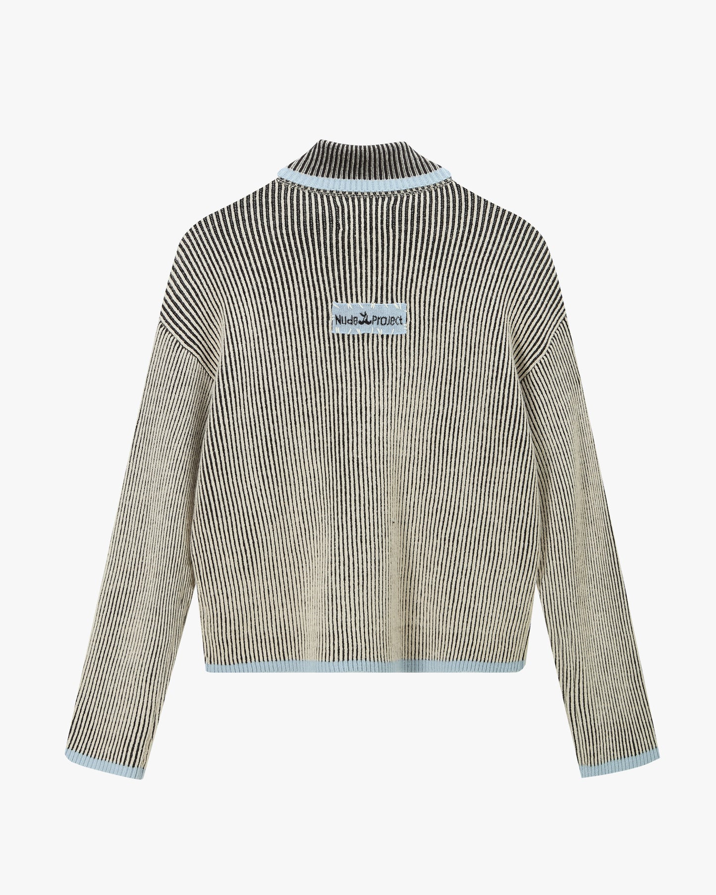 Classy Zip-Up Knit Cardigan Blue