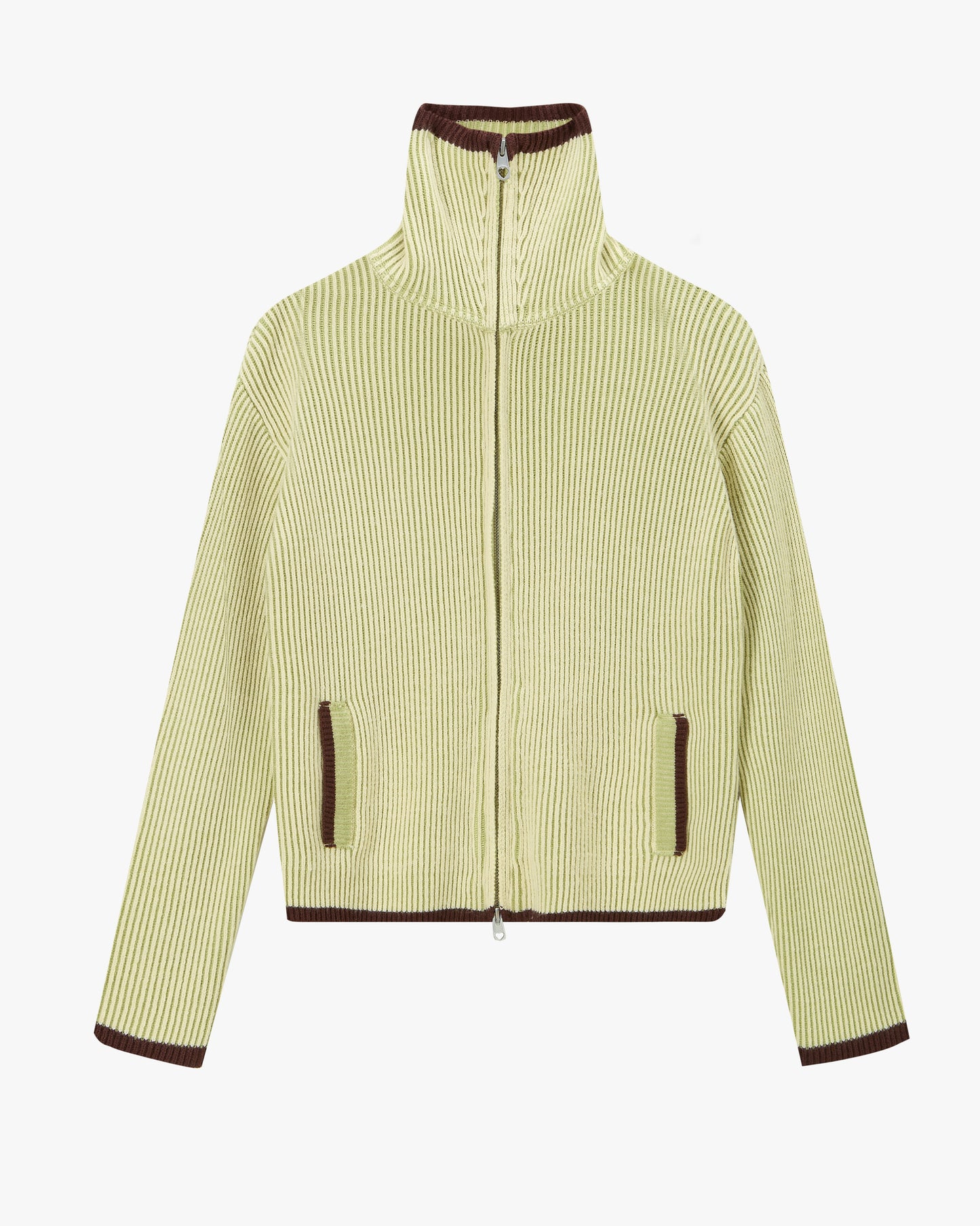 Classy Zip-Up Knit Cardigan Yellow