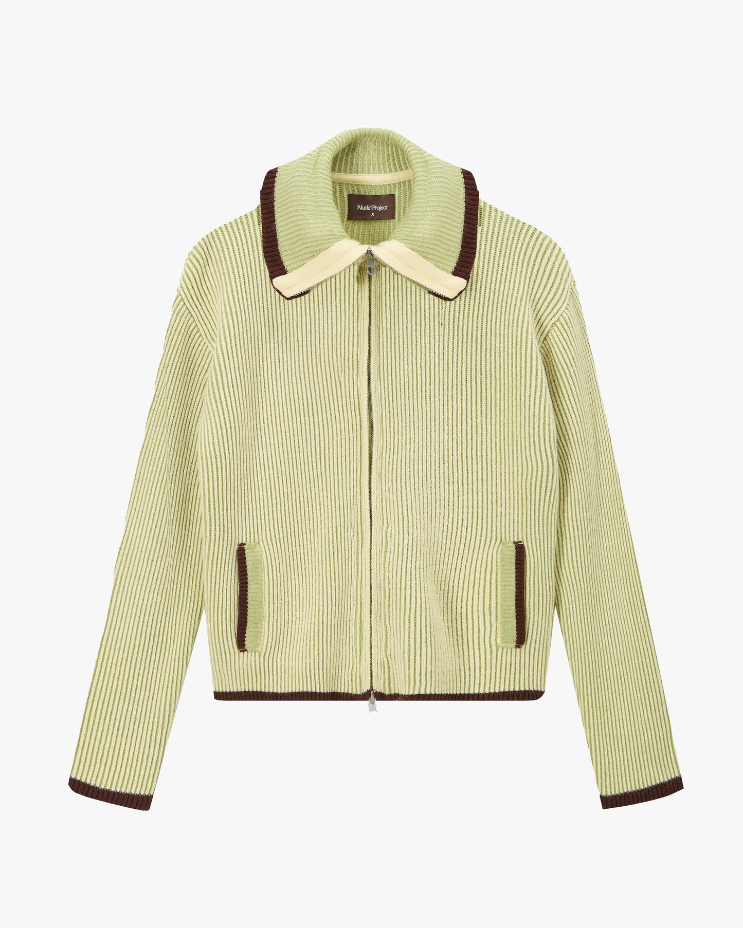 Classy Zip-Up Knit Cardigan Yellow