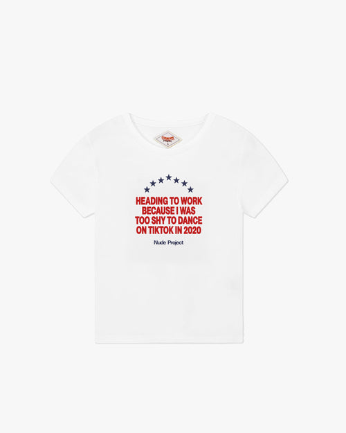 9-5 Baby Tee White