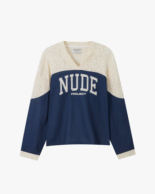 Baller Neck Long-Sleeve Tee Navy