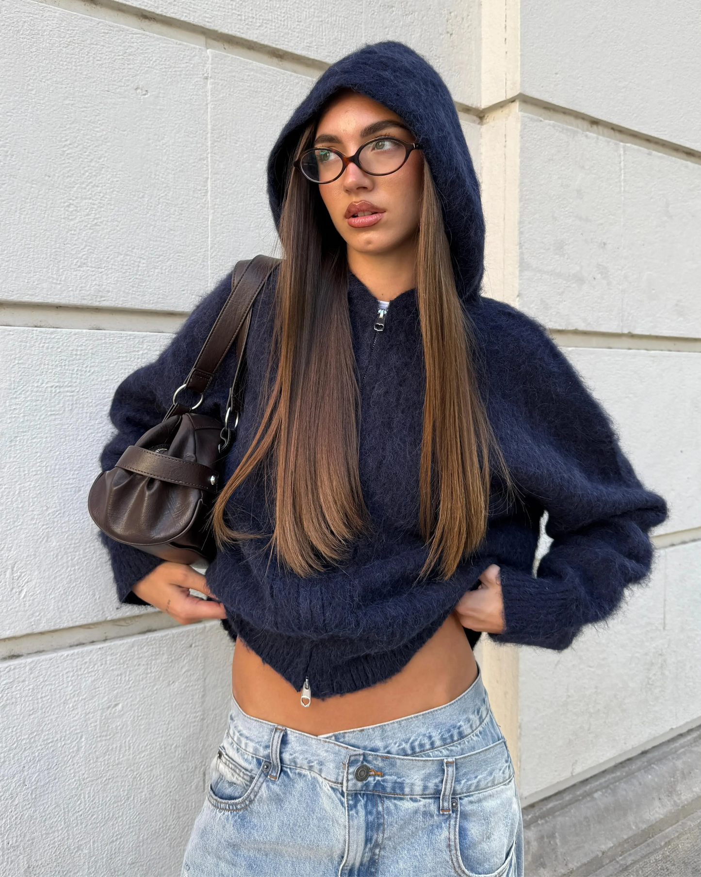 Alpachino Zip-Up Knit Navy