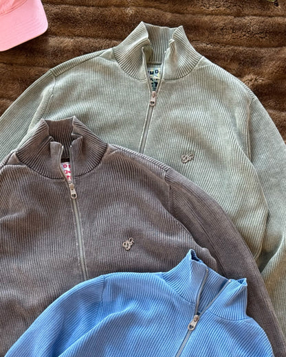 Shady Zip-Up Knit Cardigan Green
