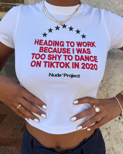 9-5 Baby Tee White