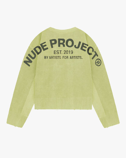 Perfect Cropped Knit Sweater Lime