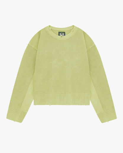 Perfect Cropped Knit Sweater Lime