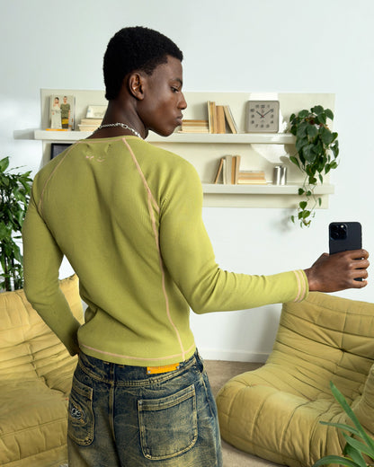 Waffle Long-Sleeve Tee 2 Pack Green/Blue