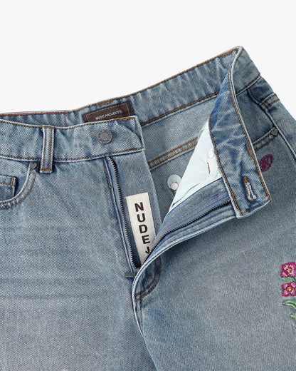 Flowers Denim Shorts