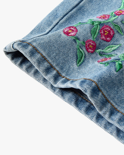 Flowers Denim Shorts
