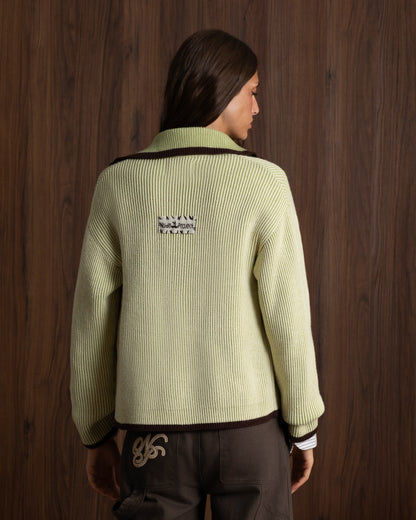 Classy Zip-Up Knit Cardigan Yellow