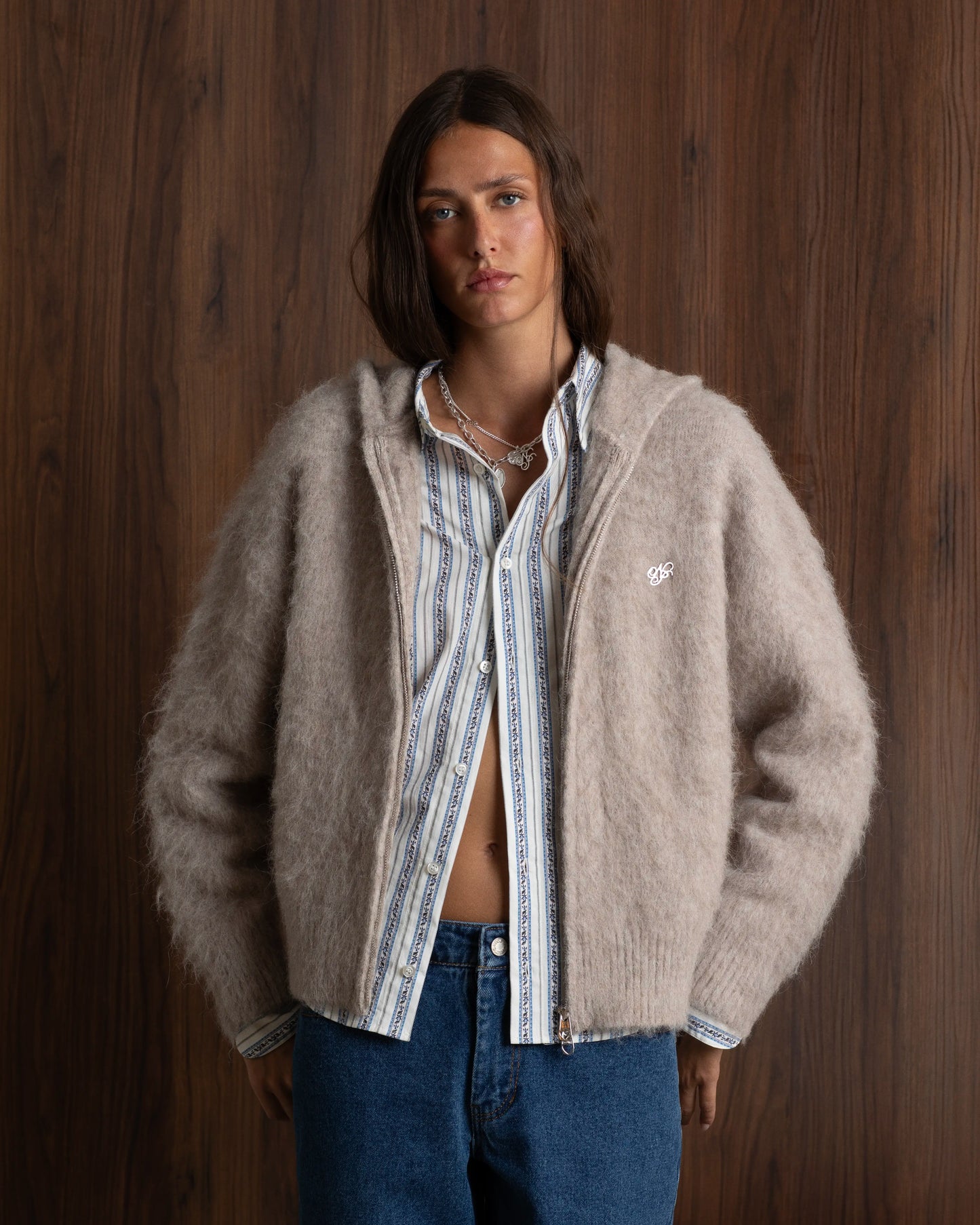 Alpachino Zip-Up Knit Beige