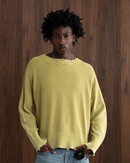 Perfect Cropped Knit Sweater Lime