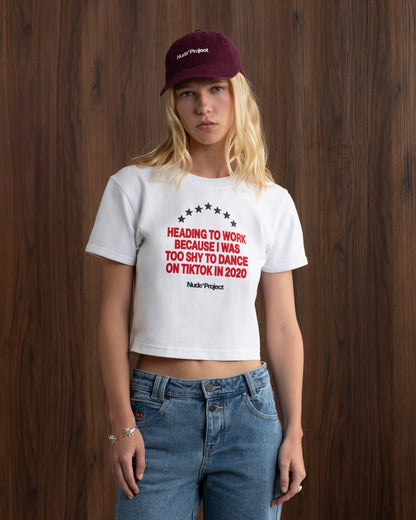 9-5 Baby Tee White