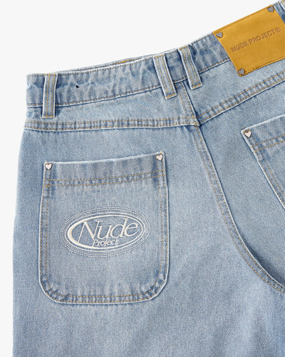 Old Baggy Denim Fantasy Jewel Flowers