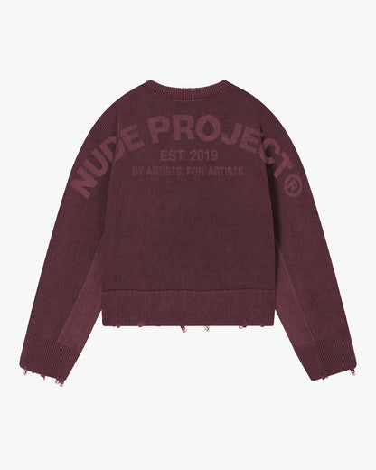 Perfect Cropped Knit Sweater Burgundy