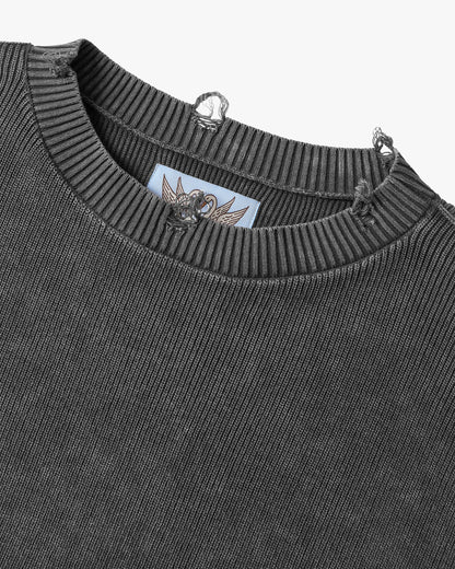 Perfect Cropped Knit Sweater Ash