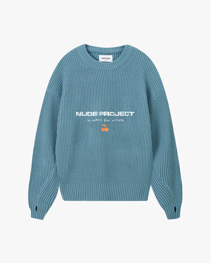 Wavy Knit Sweater Blue