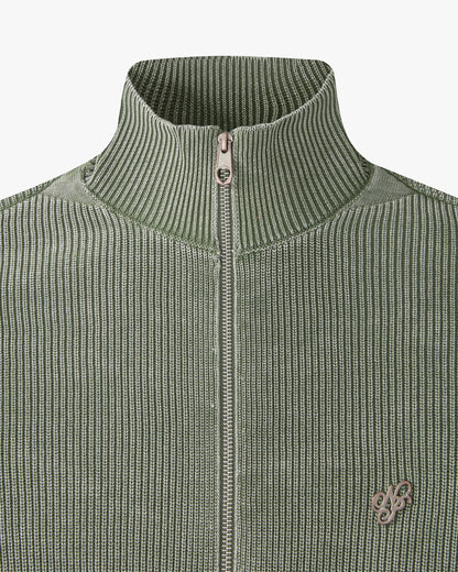 Shady Zip-Up Knit Cardigan Green
