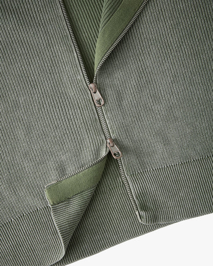 Shady Zip-Up Knit Cardigan Green