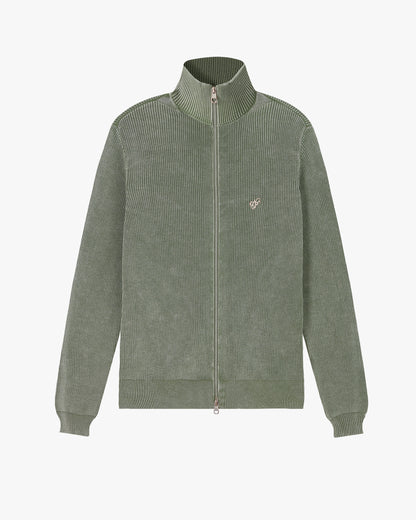 Shady Zip-Up Knit Cardigan Green