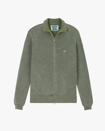 Shady Zip-Up Knit Cardigan Green