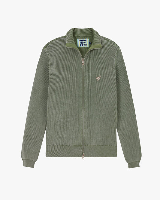 Shady Zip-Up Knit Cardigan Green