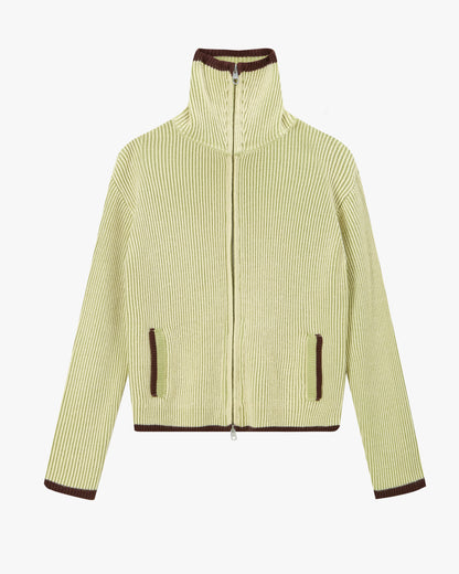 Classy Zip-Up Knit Cardigan Yellow