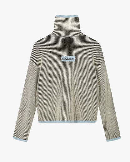 Classy Zip-Up Knit Cardigan Blue