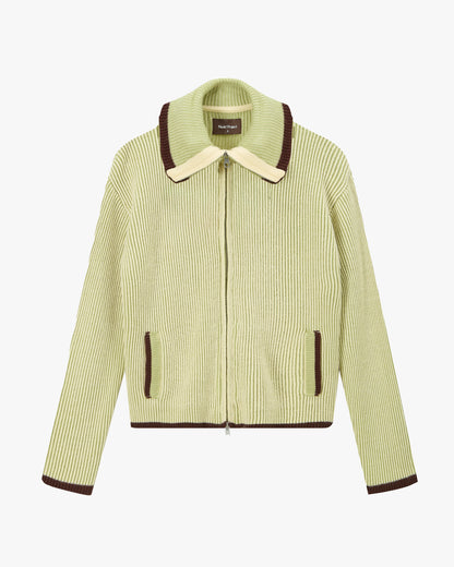 Classy Zip-Up Knit Cardigan Yellow