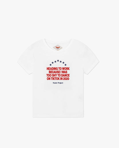 9-5 Baby Tee White