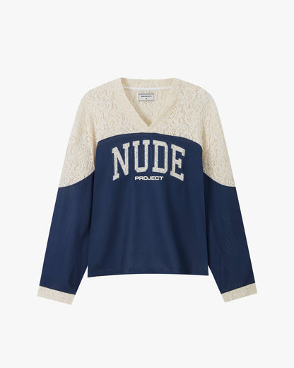 Baller Neck Long-Sleeve Tee Navy